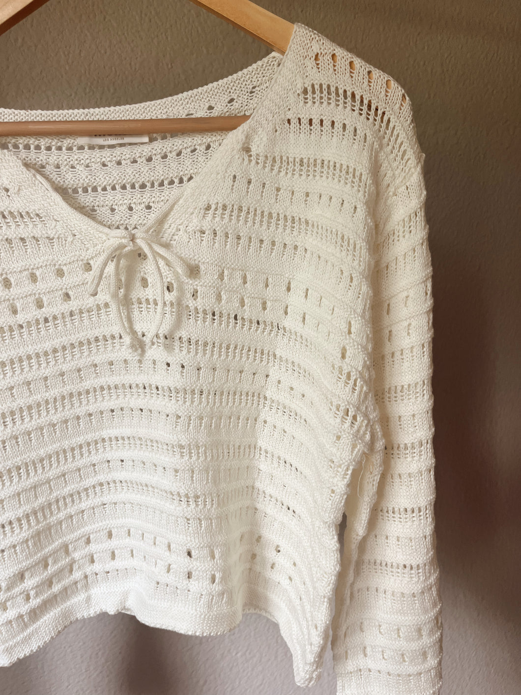 Cropped Sweater with Lace Tie